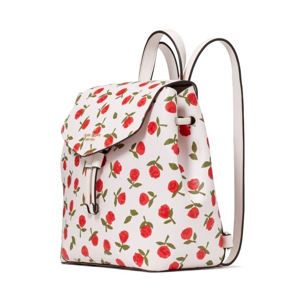 New Kate Spade Lizzie Medium Flap Backpack Festive Rosette Saffiano Multi - Picture 4 of 5